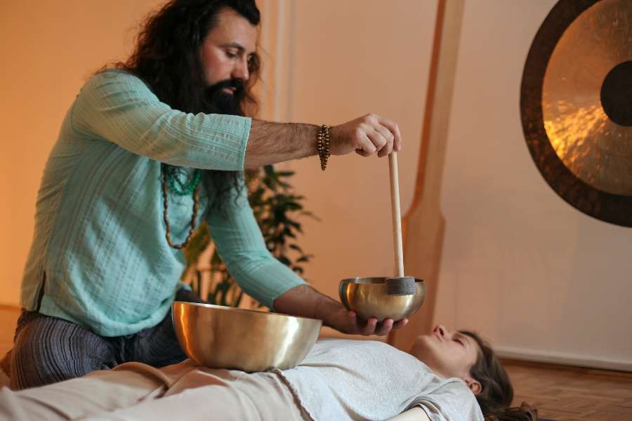 Sound Healer with a Crystal Bowl