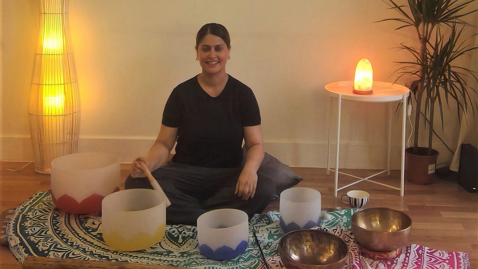Sound healer with Crystal Singing Bowls